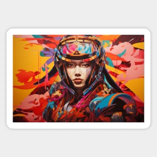 Brave Warrior Retro Abstract Colorful Painting Magnet
